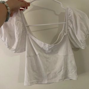 forever 21 white cute square neck bustier/peasant crop top